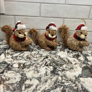 Lot of 3 Pier 1 Holiday Squirrel Ornaments